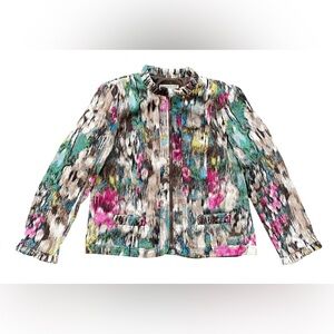 Requirements Corduroy Floral Multicolor Jacket Blazer Zip Lined Size L
